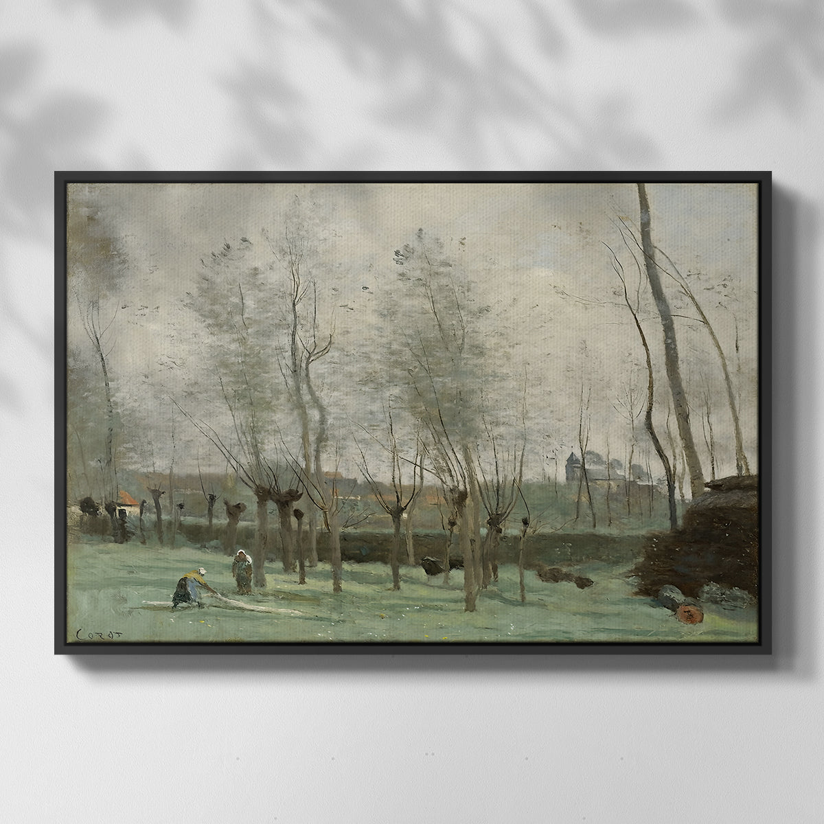 Washerwomen in a Willow Grove, c. 1871 - Floater Framed Canvas Print