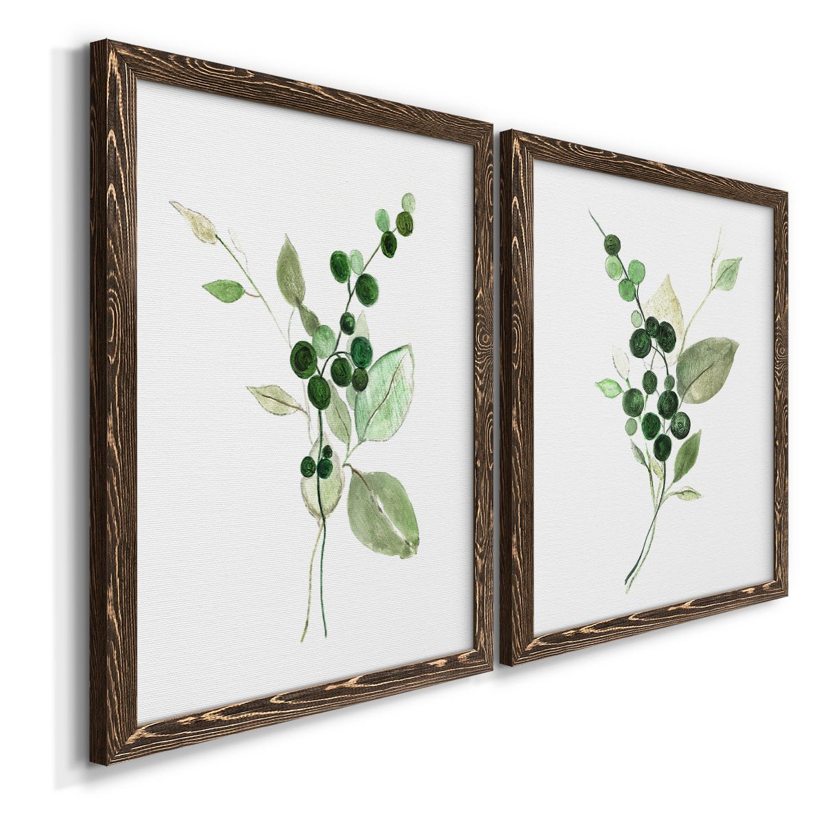 Sprigs in Green I   - Premium Framed Canvas 2 Piece Set - Ready to Hang