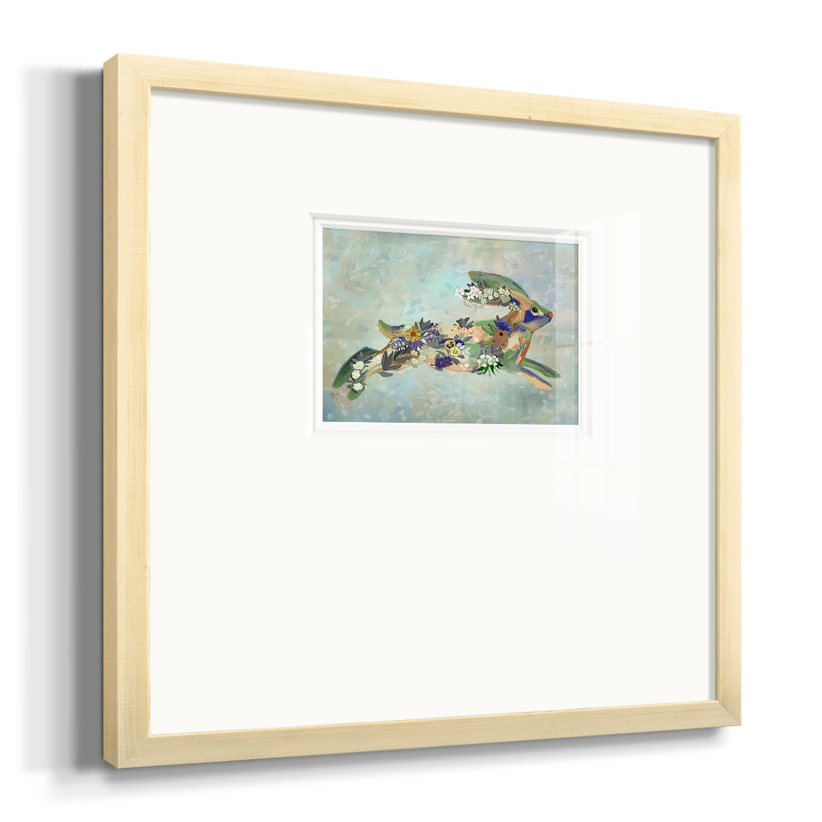 Fantastic Florals Hare, Running Premium Framed Print Double Matboard