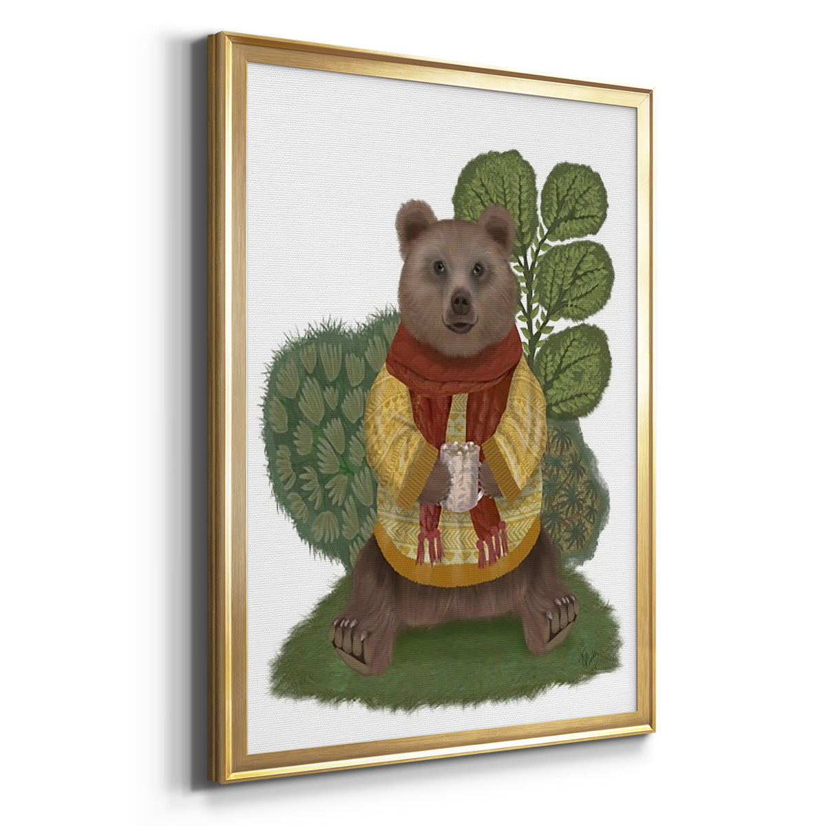 Hot Chocolate Bear - Modern Framed Canvas Print