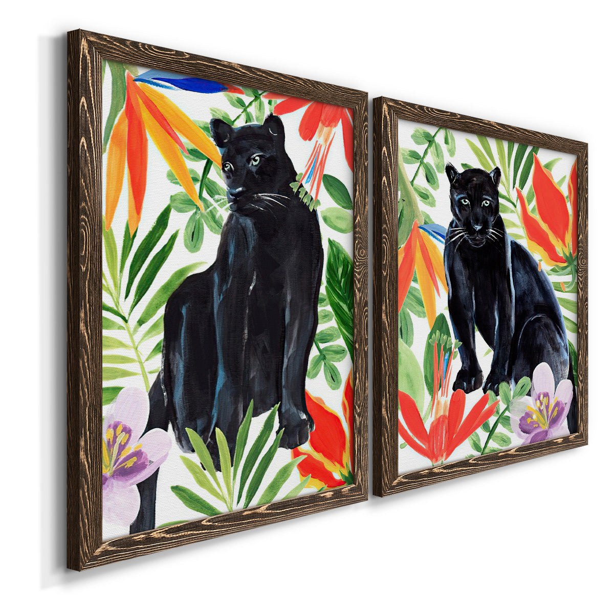 Panther's Paradise I - Premium Framed Canvas 2 Piece Set - Ready to Hang