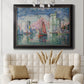 Impressionist harbor scene by Paul Signac in an ornate black frame with gilded inner detail displayed in a neutral-toned interior setting.