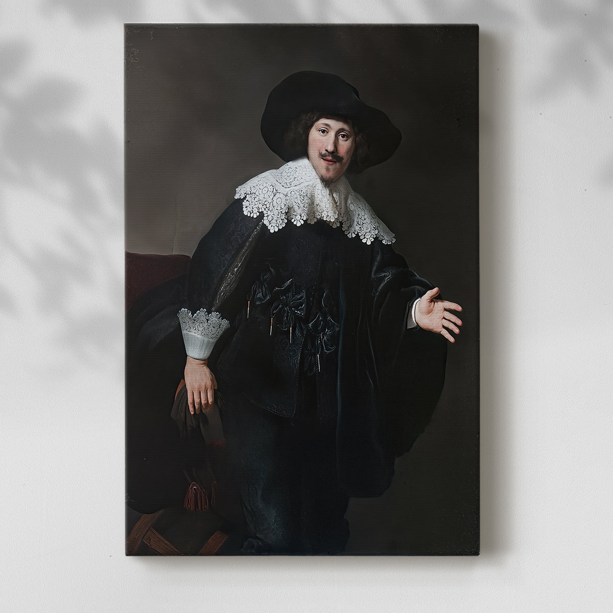 Canvas art print of a dynamic figure with subtle motion and warm tones with a soft shadow on a white background.