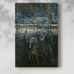 Canvas art print of a stylized composition with figures and gentle movement with a soft shadow on a white background.