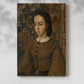 Canvas art print of a refined female figure with subtle detail and calm mood with a soft shadow on a white background.