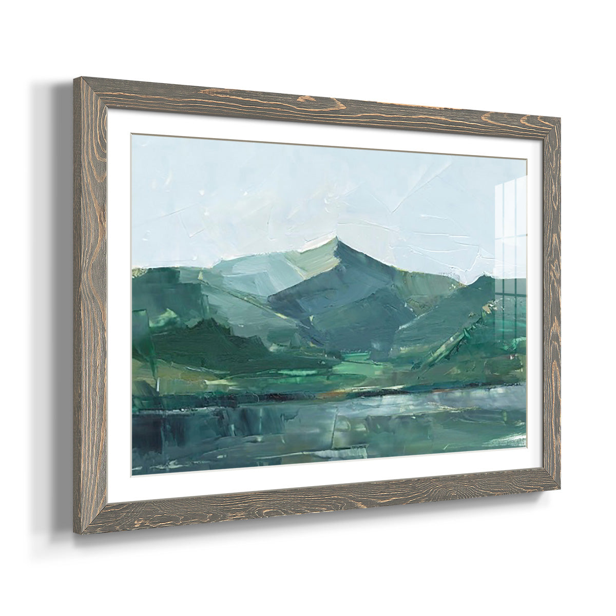 Green Grey Mountains I - Barnwood Framed Art Print