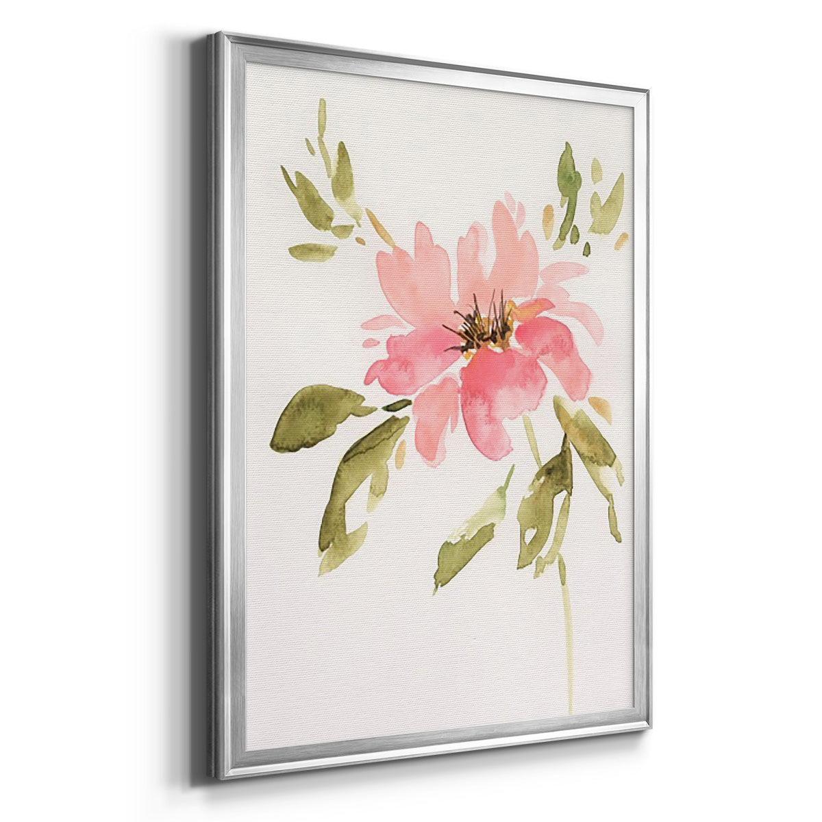 One Pink Bloom II - Modern Framed Canvas Print