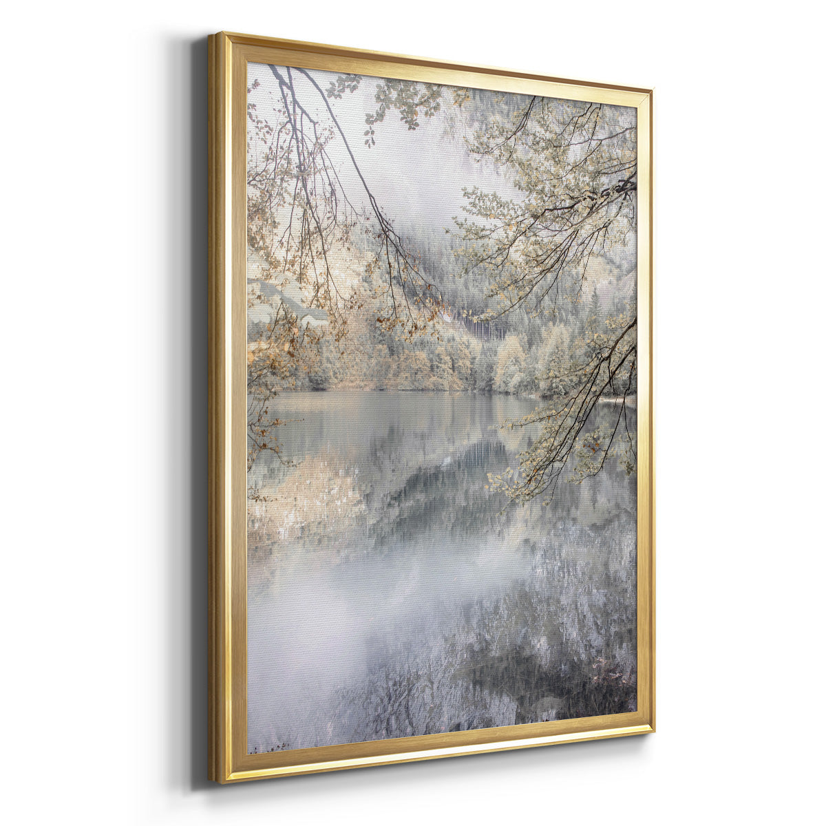 Misty Lake - Modern Framed Canvas Print