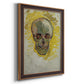 Expressive skull study painting by Vincent van Gogh printed on canvas in an ornate bronzed mahogany wood frame with a vertical orientation.