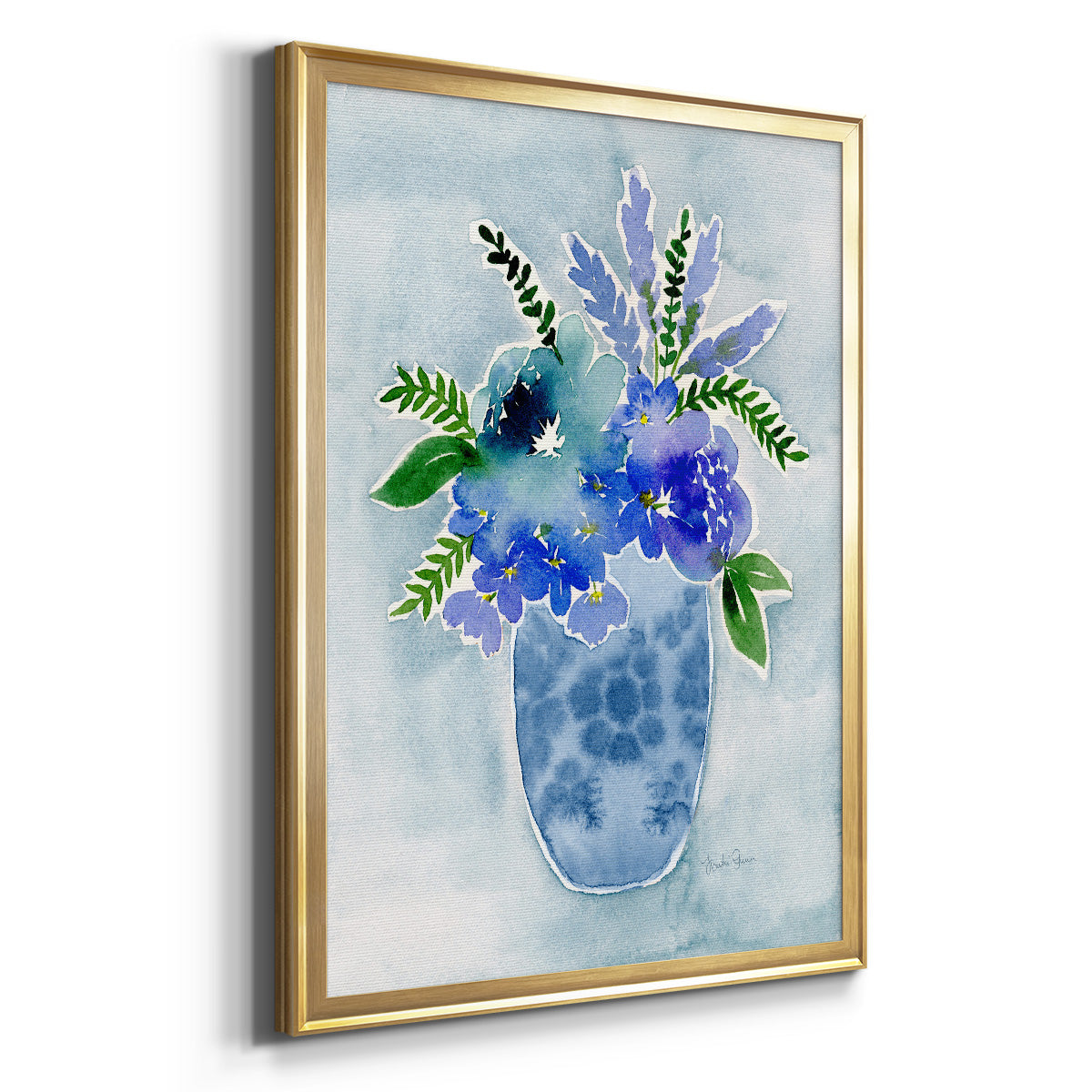 Blue Bouquet I - Modern Framed Canvas Print