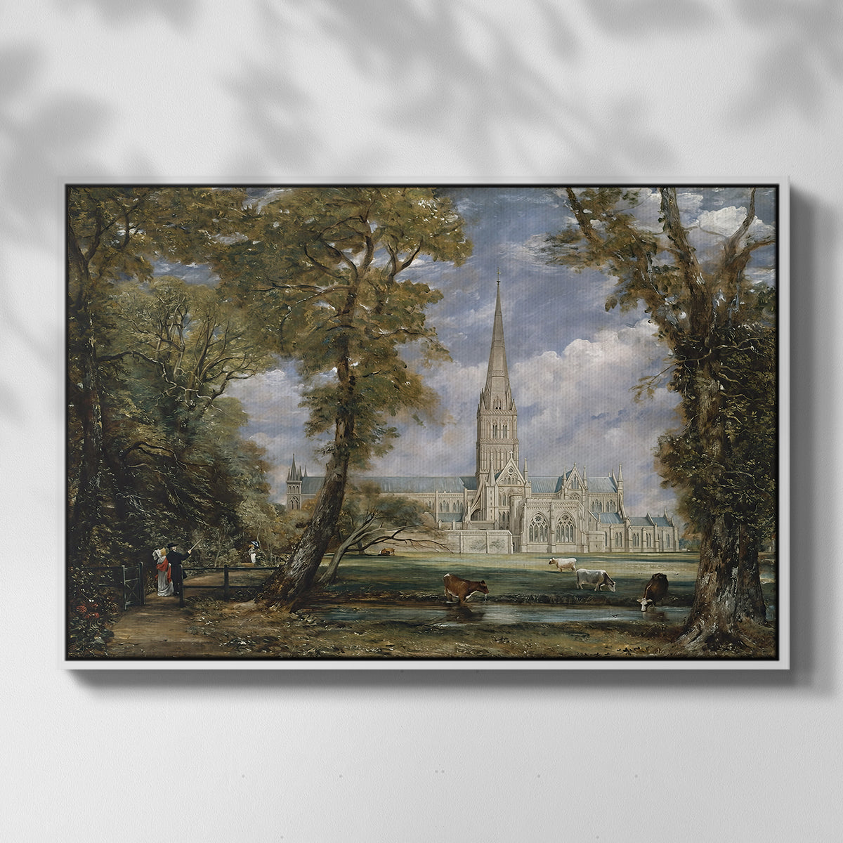 Salisbury Cathedral from the Bishop's Grounds, c. 1825 - Floater Framed Canvas Print