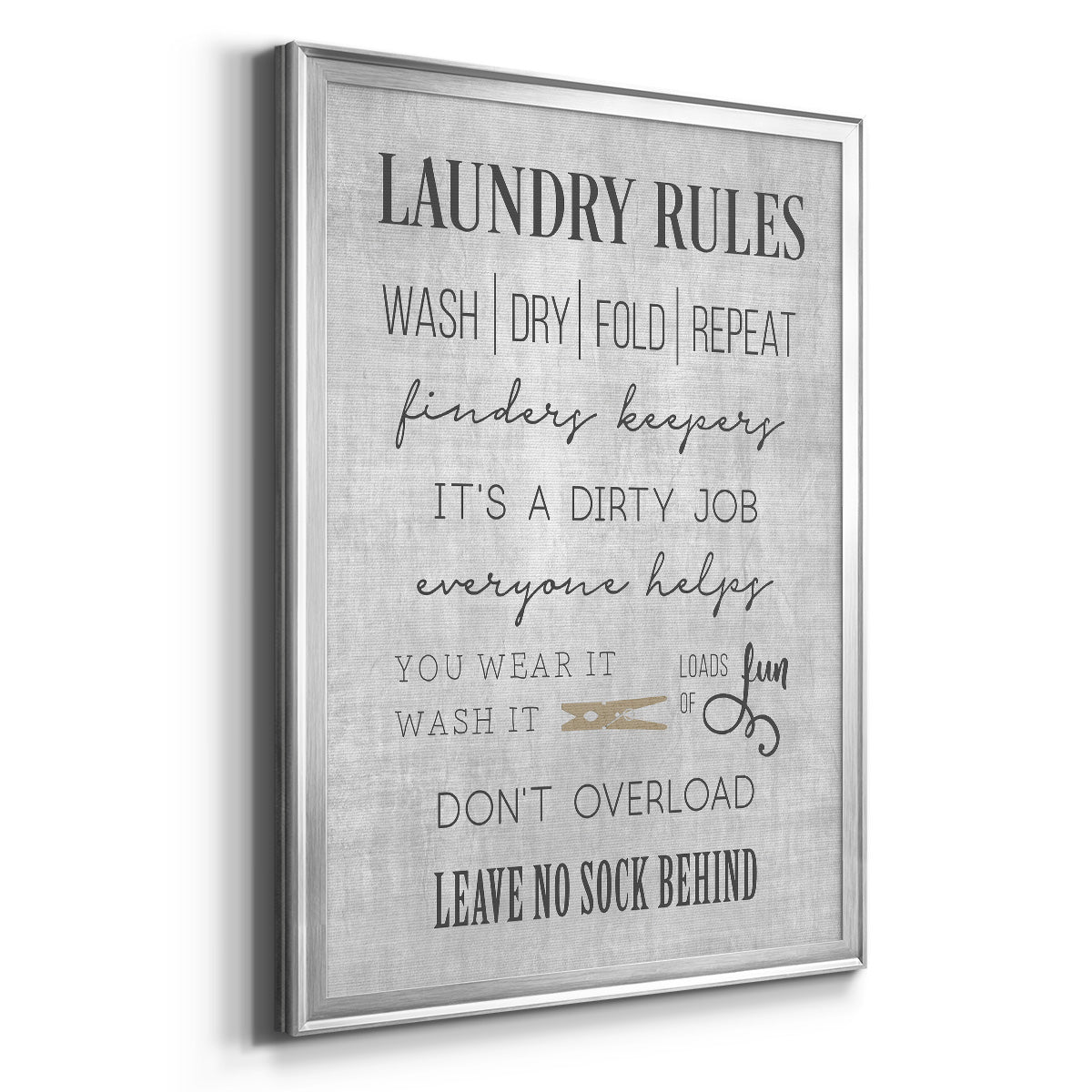 Neutral Laundry Rules - Modern Framed Canvas Print