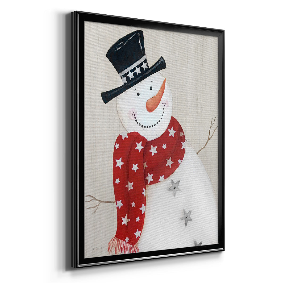 Festive Snowman I - Modern Framed Canvas Print