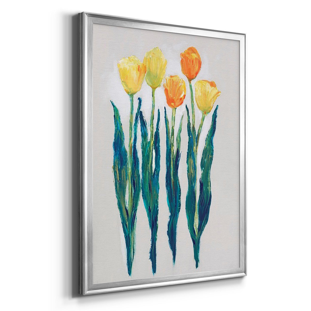 Tulips in a Row II - Modern Framed Canvas Print