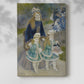 Canvas art print of a family group walking together in soft natural light with a soft shadow on a white background.