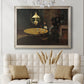 Impressionist domestic interior scene by Claude Monet in an ornate champagne frame displayed in a neutral-toned interior setting.
