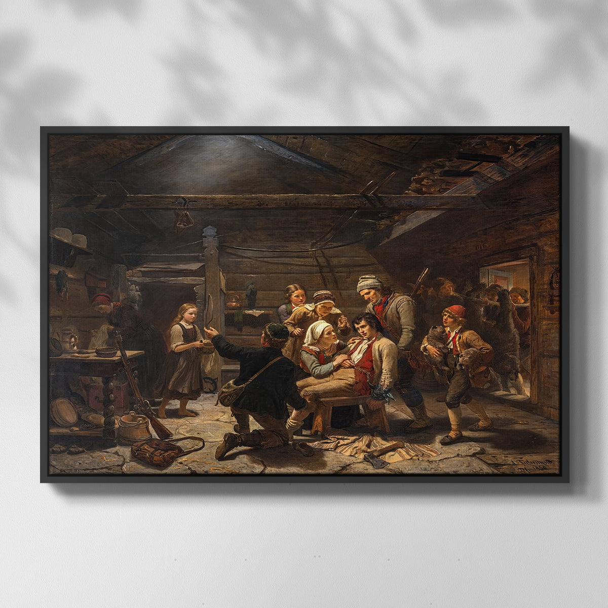 The Return of the Bear Hunter, 1856 - Floater Framed Canvas Print