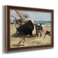 Impressionist nautical work scene by Édouard Manet printed on canvas in an ornate bronzed mahogany wood frame.