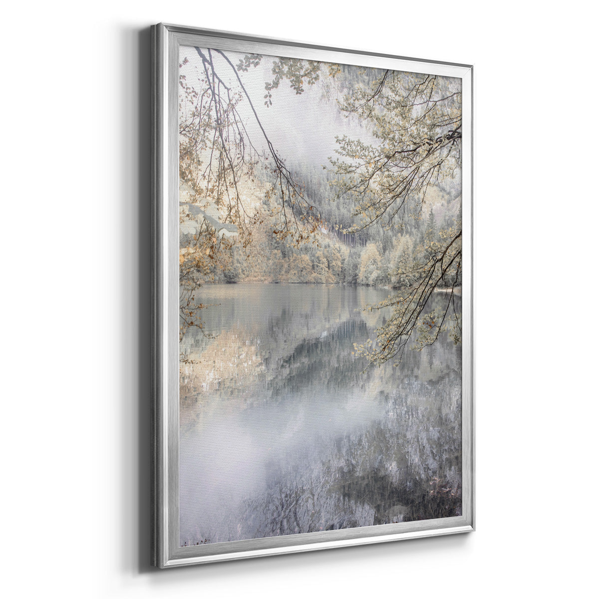 Misty Lake - Modern Framed Canvas Print