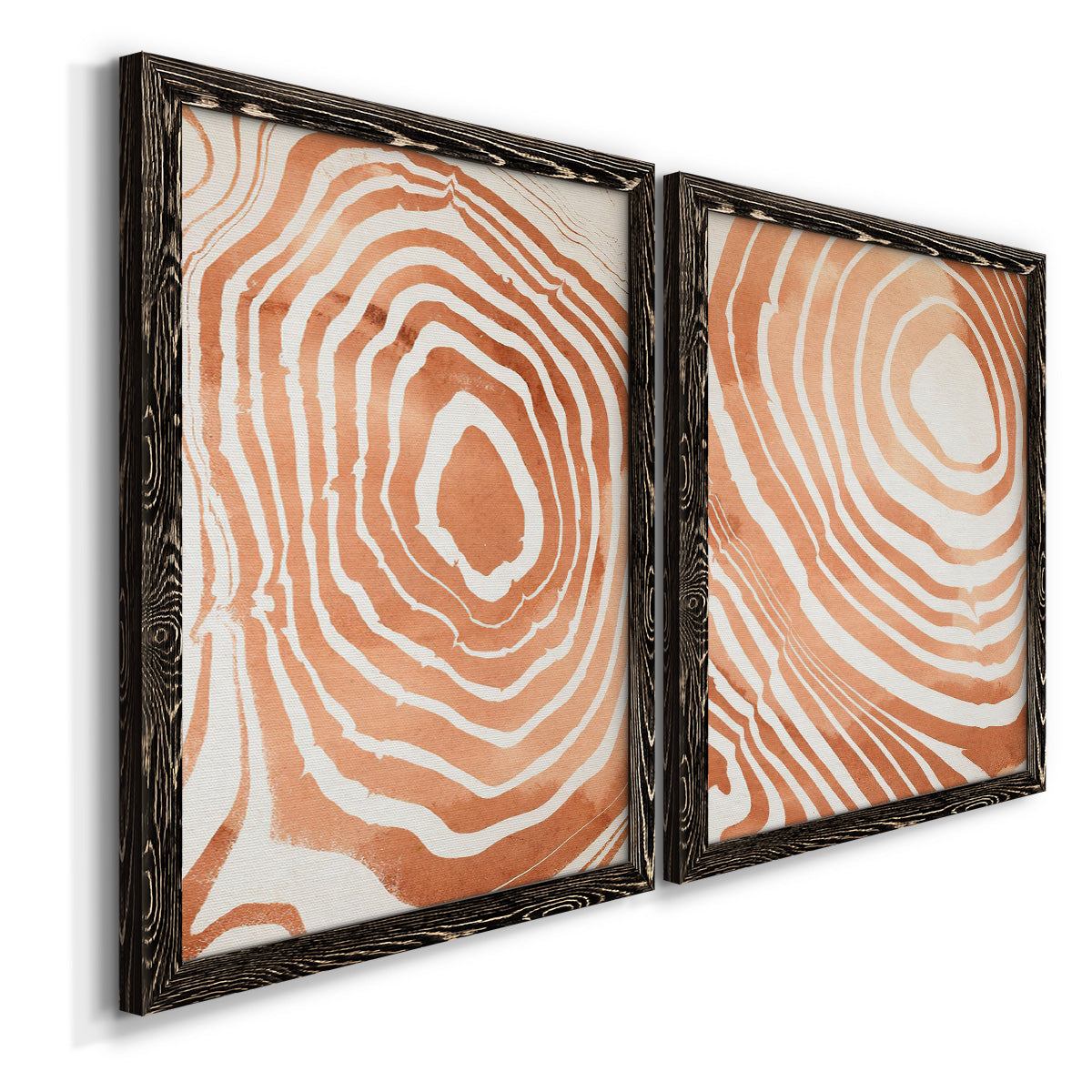 Wood Grain Suminagashi III - Premium Framed Canvas 2 Piece Set - Ready to Hang