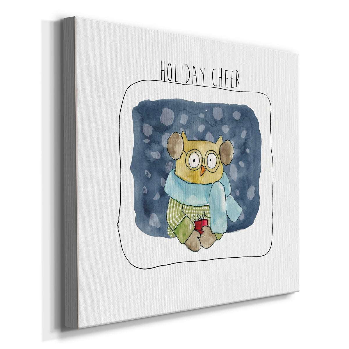 Christmas Owl-Premium Gallery Wrapped Canvas - Ready to Hang