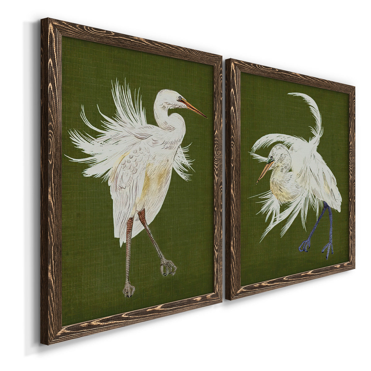 Heron Plumage I - Premium Framed Canvas 2 Piece Set - Ready to Hang