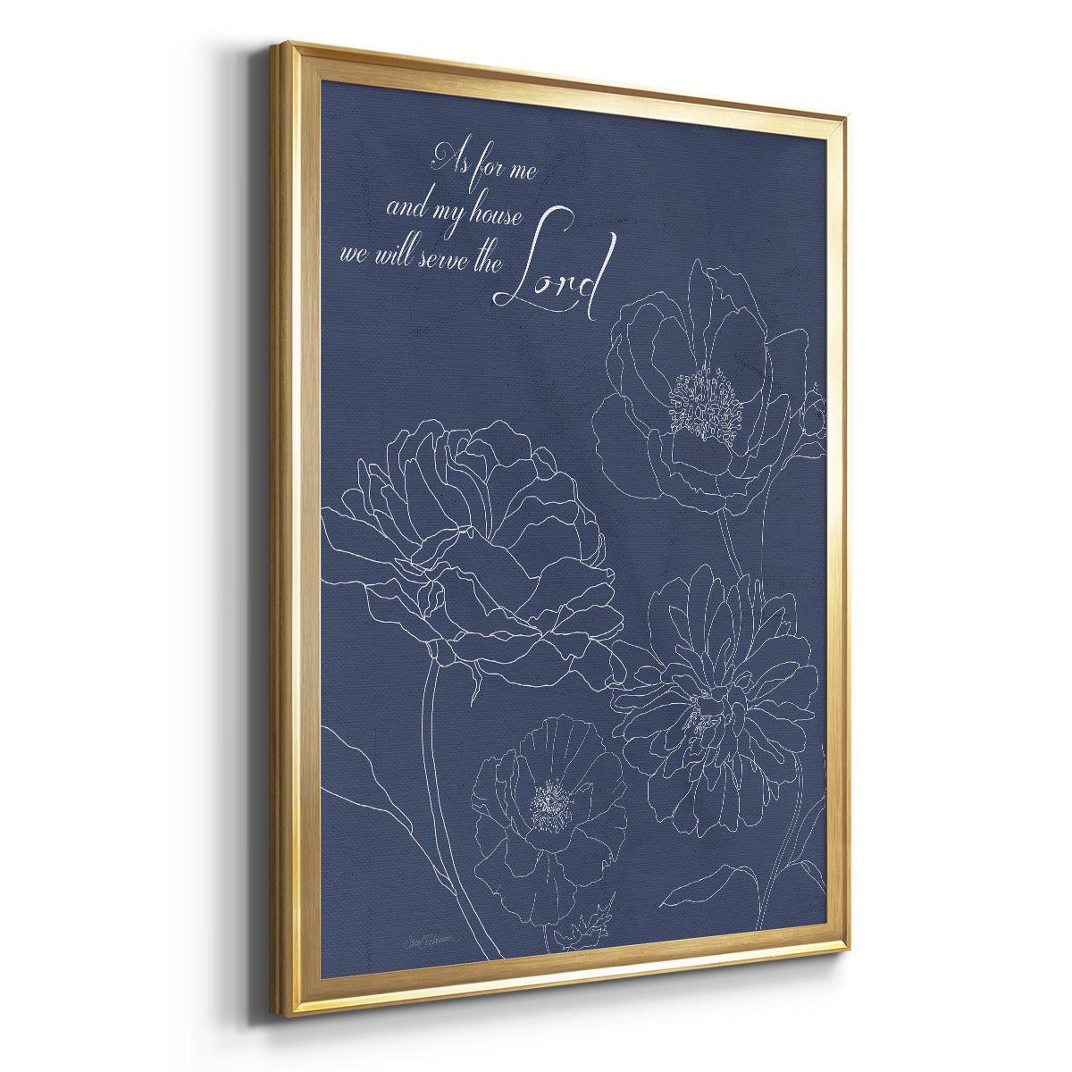 Serve the Lord Floral Sketch - Modern Framed Canvas Print