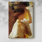 Canvas art print of a young figure with fruit and flowing garments with a soft shadow on a white background.