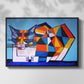 Cassie Thinking about Cubism - Floater Framed Canvas Print