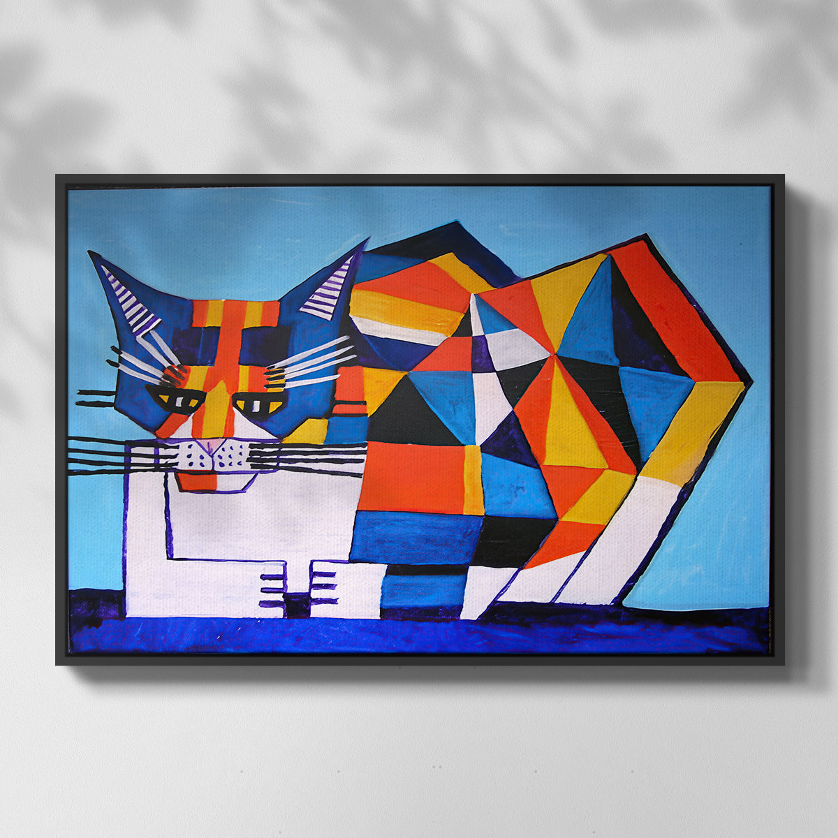 Cassie Thinking about Cubism - Floater Framed Canvas Print