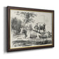 Classical pastoral landscape artwork by Nicolas Berchem printed on canvas in an ornate mahogany wood frame with gold liner.