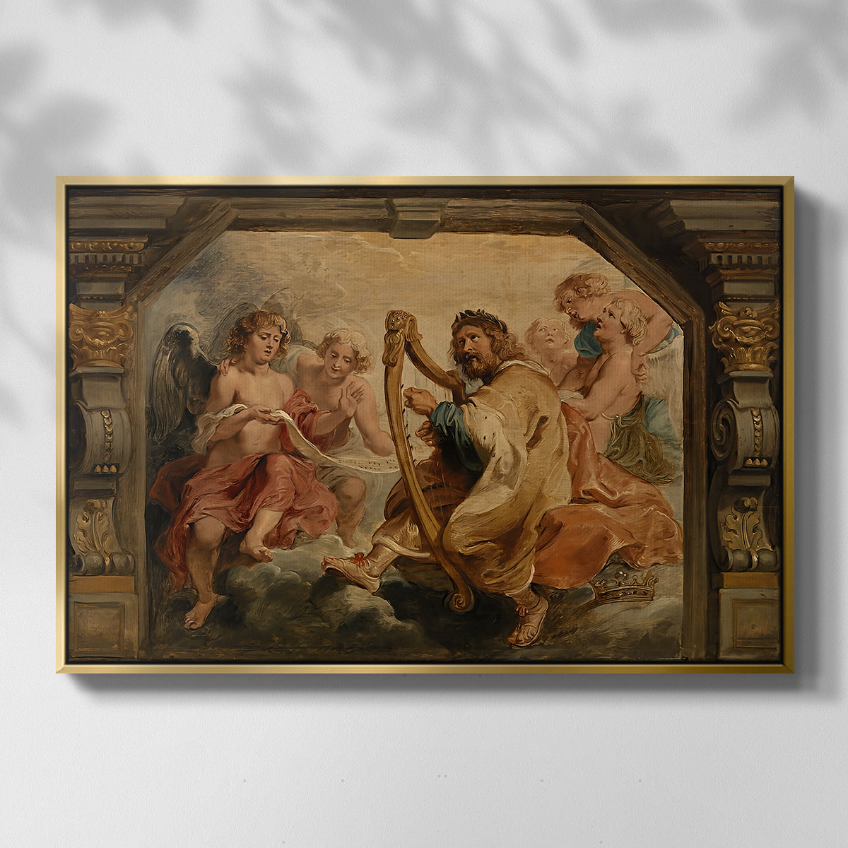 King David Playing the Harp, c. 1627-1628 - Floater Framed Canvas Print
