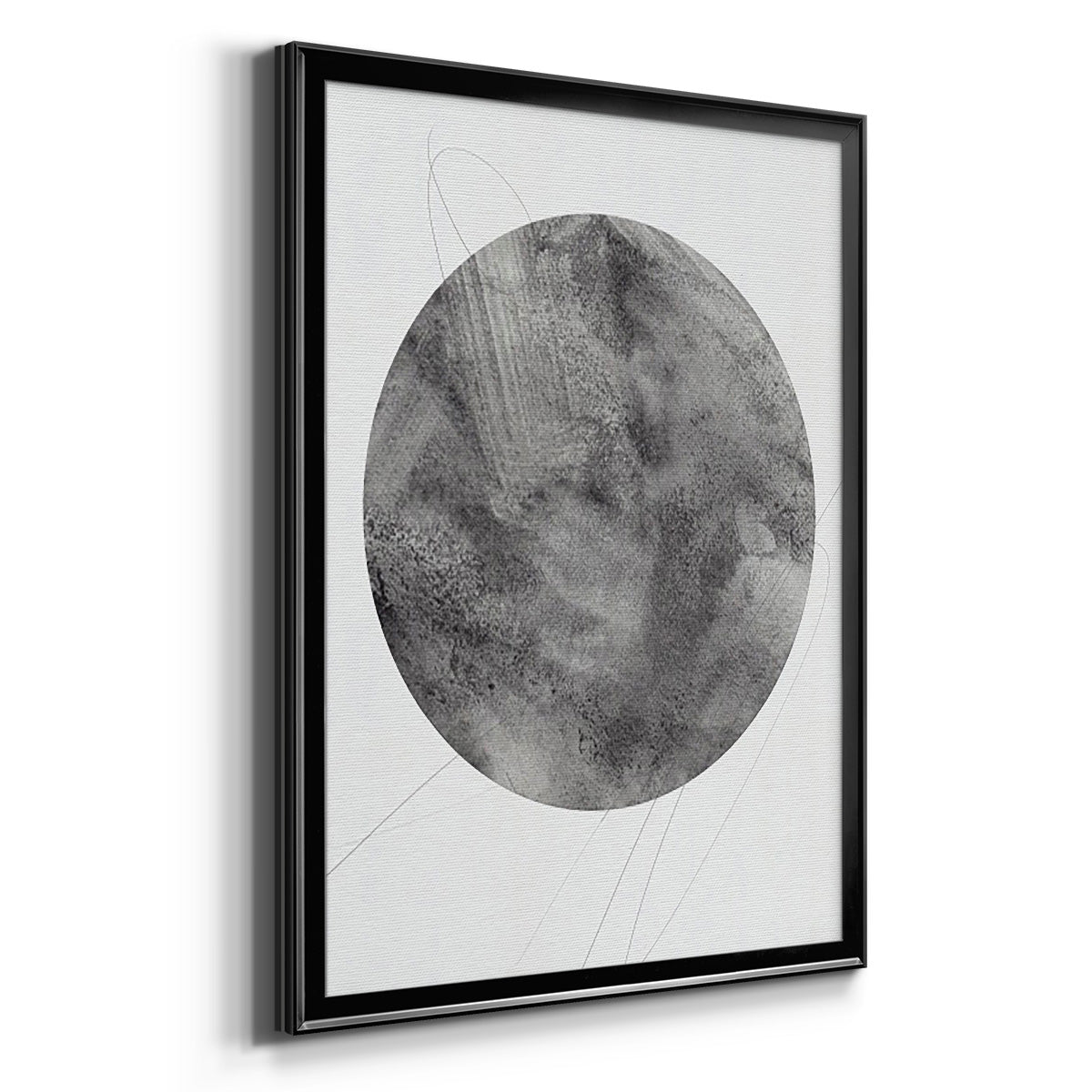 Graphite Moon II - Modern Framed Canvas Print