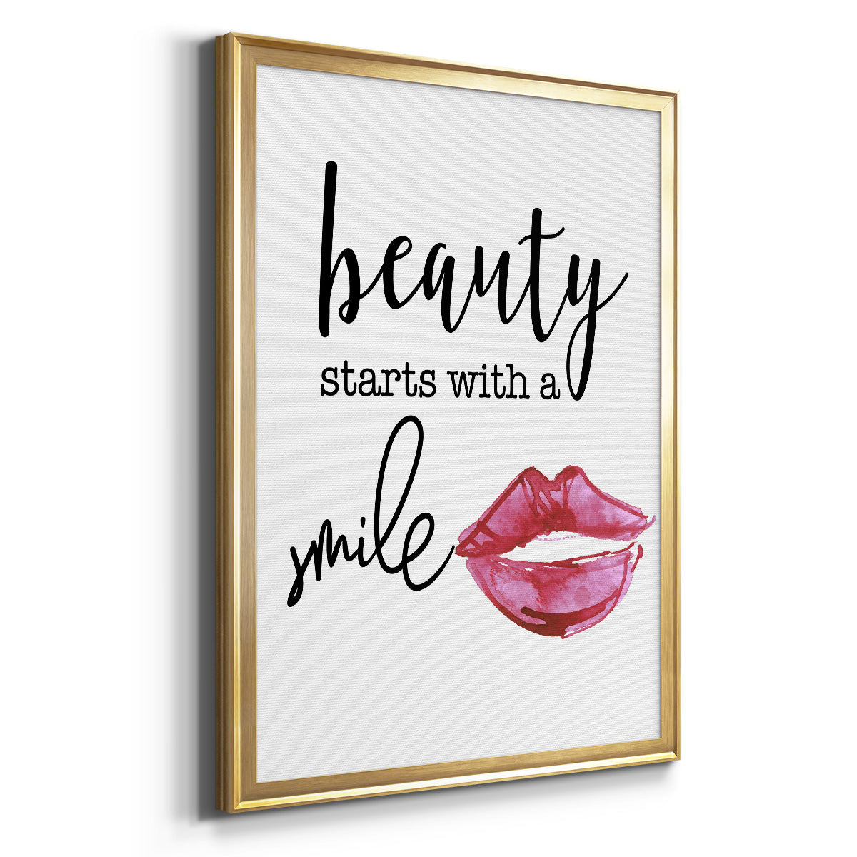 Beauty Starts With A Smile - Modern Framed Canvas Print