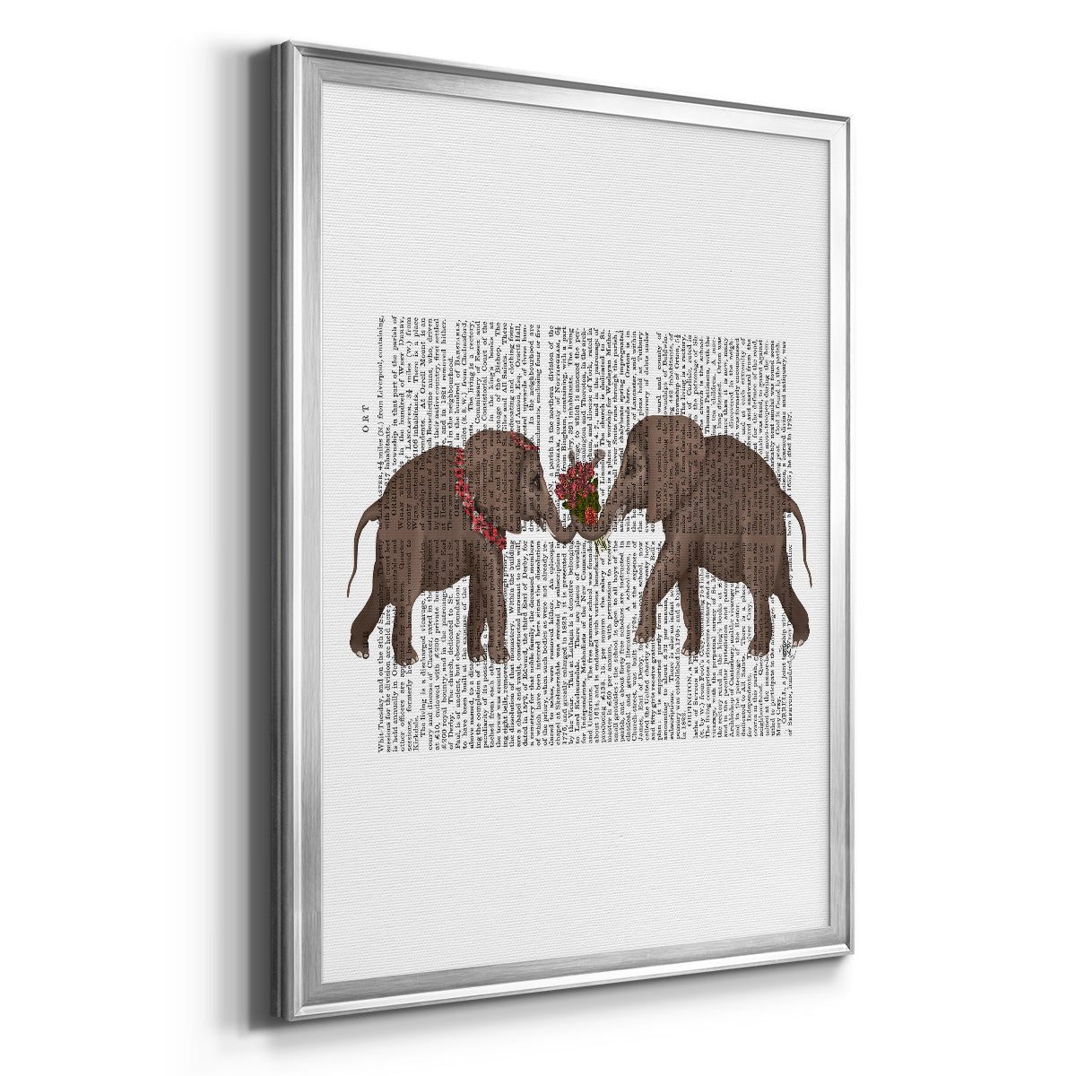 Elephant Bouquet, Landscape - Modern Framed Canvas Print