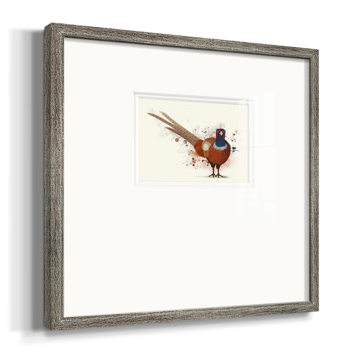 Pheasant Splash 7 Premium Framed Print Double Matboard