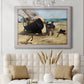 Impressionist nautical work scene by Édouard Manet in an ornate weathered white frame displayed in a neutral-toned interior setting.