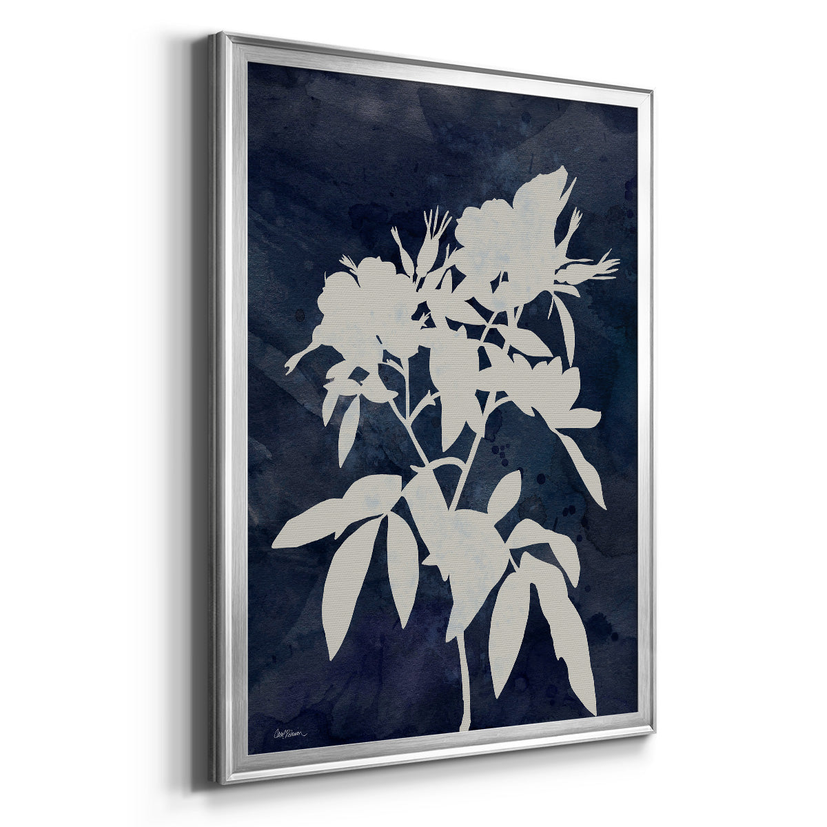 Indigo Botanical I Revisited - Modern Framed Canvas Print
