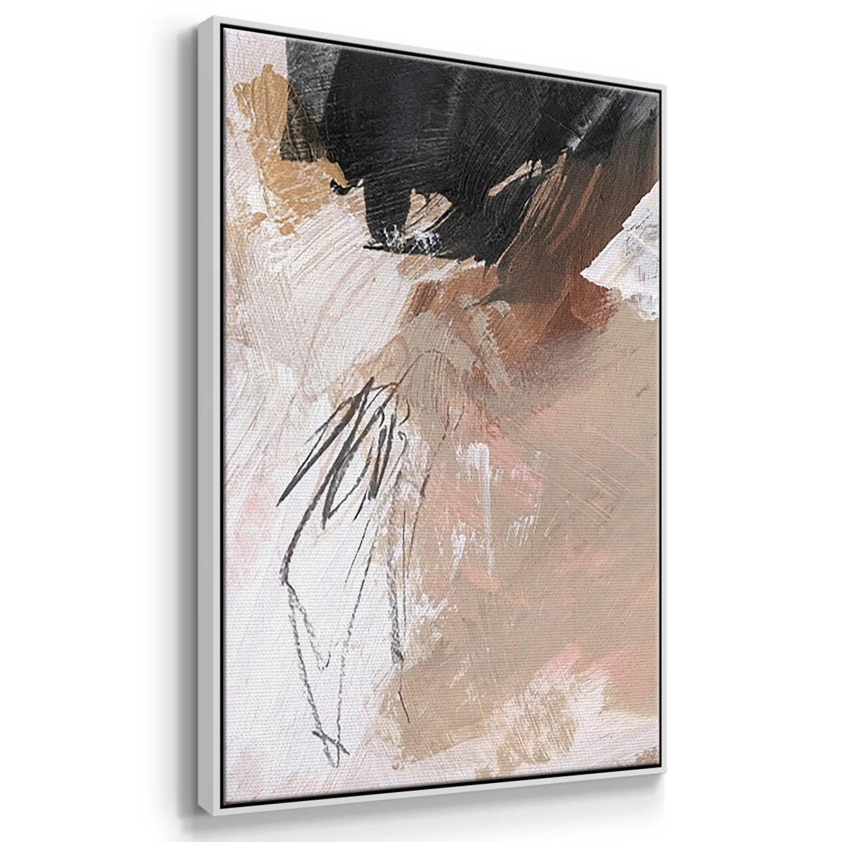 Unbleached Neutrals IV - Framed Premium Gallery Wrapped Canvas L Frame 3 Piece Set - Ready to Hang