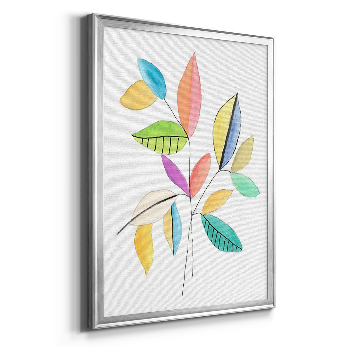 Color Pop Leaves I - Modern Framed Canvas Print