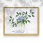 45308,watercolor,painting,flower,blue flower,green leaves,glass vase,nature art,interior decor,botanical art,floral,contemporary art,still life,home decor,tranquil,wall art,visual art,creative,handmade,craft,aesthetic,design,artist,beauty,calming,elegant,traditional,exhibition,soft colors,natural elements,craftsmanship,decor,floral arrangement,artwork,leaf,simplicity,Re-stickable,Plants & Flowers