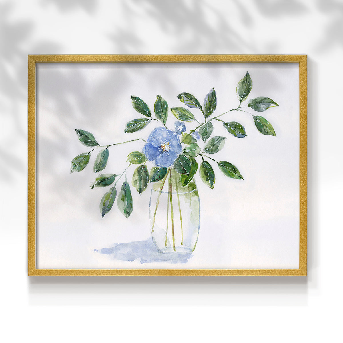 45308,watercolor,painting,flower,blue flower,green leaves,glass vase,nature art,interior decor,botanical art,floral,contemporary art,still life,home decor,tranquil,wall art,visual art,creative,handmade,craft,aesthetic,design,artist,beauty,calming,elegant,traditional,exhibition,soft colors,natural elements,craftsmanship,decor,floral arrangement,artwork,leaf,simplicity,Re-stickable,Plants & Flowers