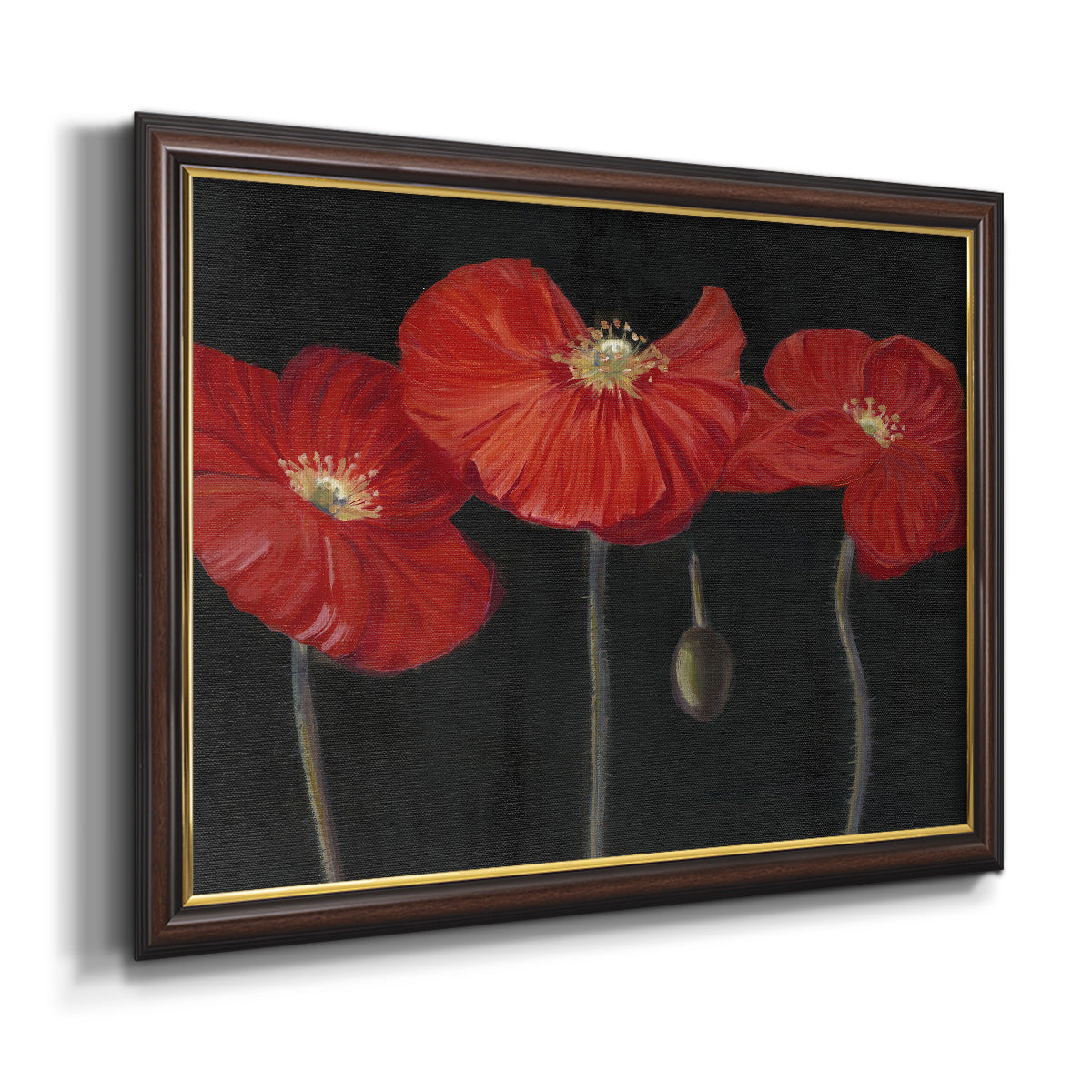 Poppy Trio I Premium Framed Canvas- Ready to Hang