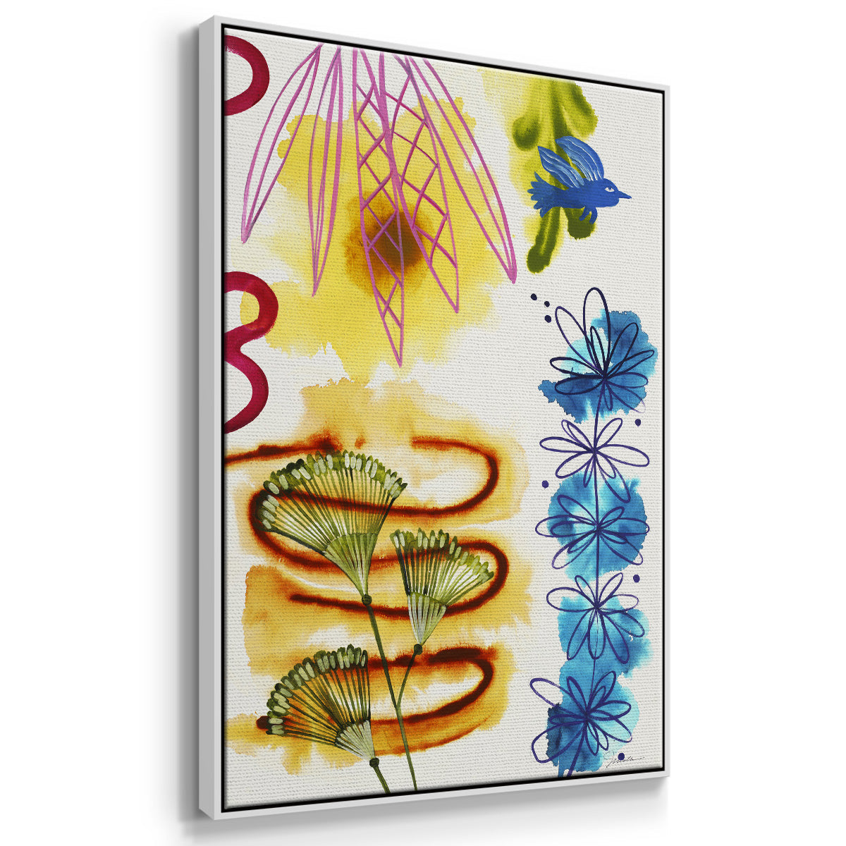Flower Power II - Floater Framed Canvas Print