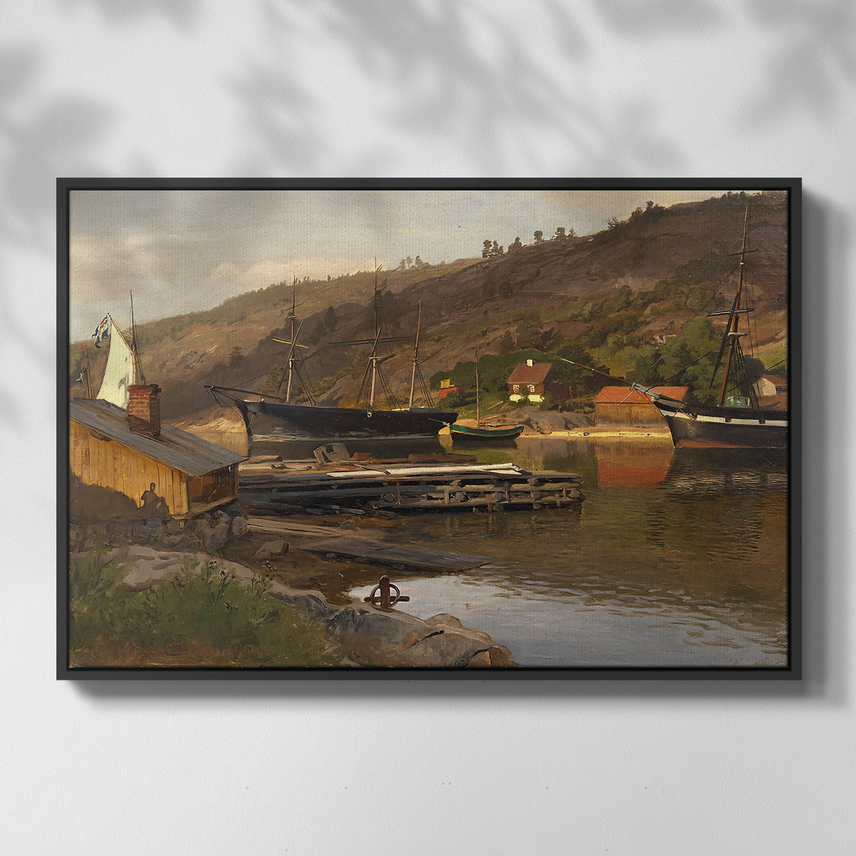 Landingsbrygge Husvik, Drøbak, 1875 - Floater Framed Canvas Print
