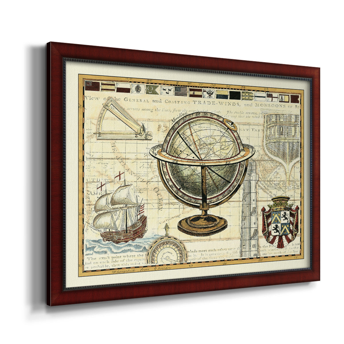 Nautical Map II Premium Framed Canvas- Ready to Hang