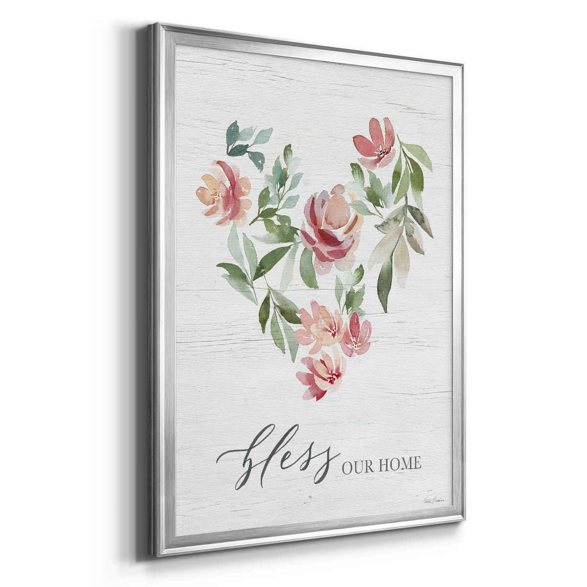 Paradise Floral Heart - Modern Framed Canvas Print