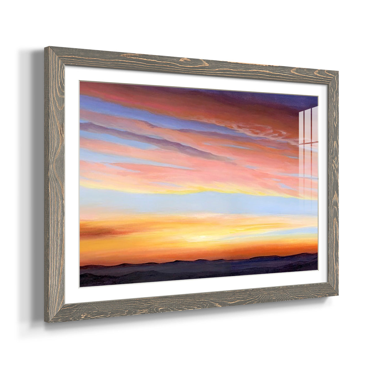 Ignited Dusk III - Barnwood Framed Art Print