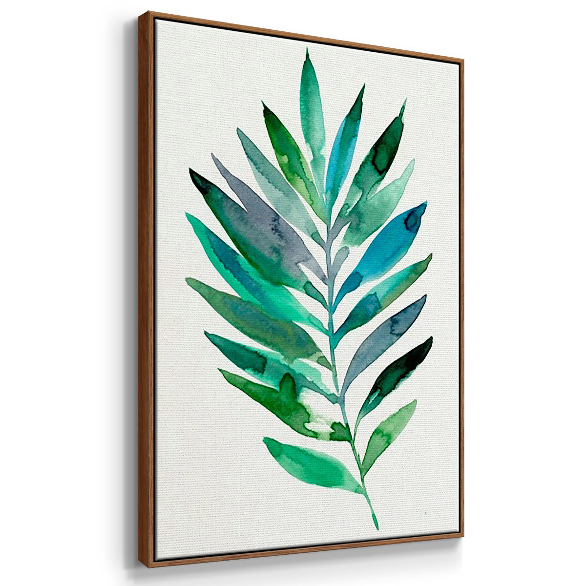 Palm Frond Flow I - Framed Premium Gallery Wrapped Canvas L Frame 3 Piece Set - Ready to Hang