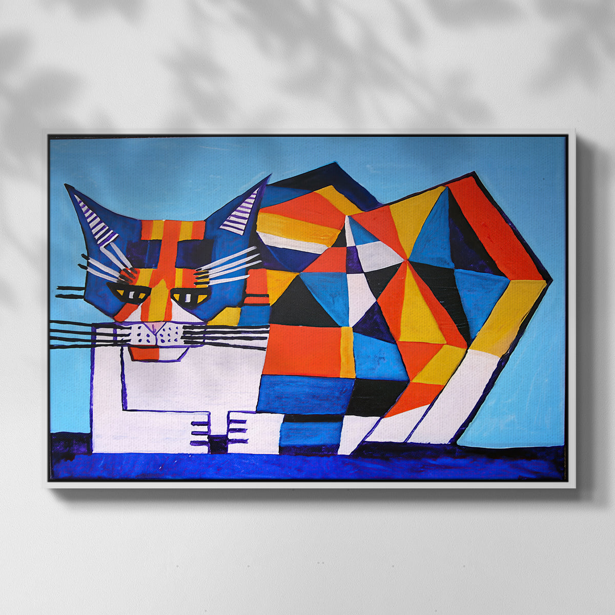 Cassie Thinking about Cubism - Floater Framed Canvas Print